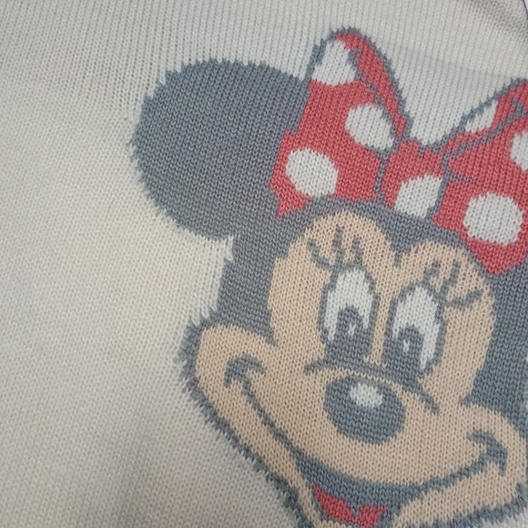 Minnie Mouse Tokyo Disney Resort White Rainbow Stripe Knit Boxy Sweater Medium - Picture 2 of 8